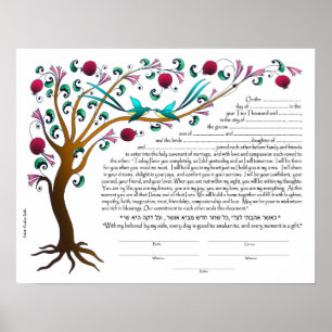 Póster Árvore de vida Ketubah, vazio