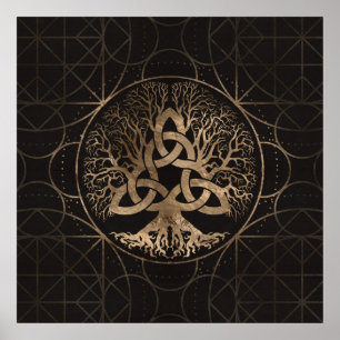 Poster Árvore de vida - Yggdrasil com Triquetra