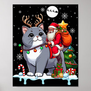 Poster Árvore de Xmas Shorthair Britânica para papais noe