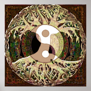 Póster Árvore de Yin Yang de vida Tan