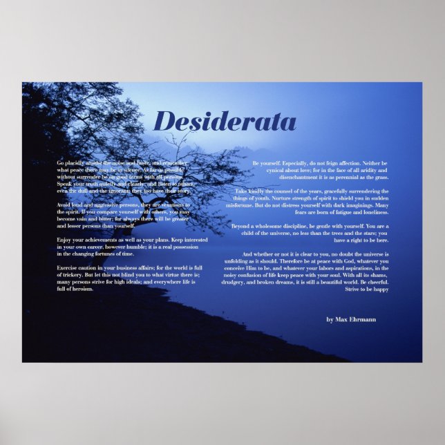 Póster Árvore Desiderata por Lago (Frente)