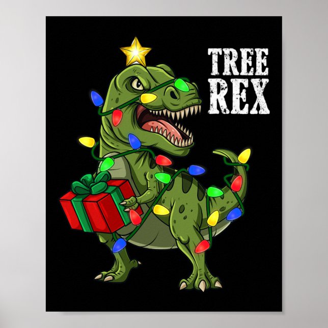 Poster Árvore do Dinossauro de Natal Rex Meninas Crianças (Frente)
