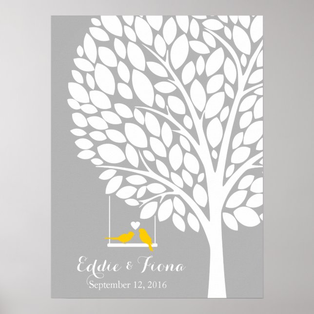 Póster árvore do livro convidado de casamento (Frente)
