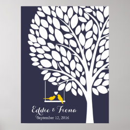 Póster árvore do livro convidado de casamento