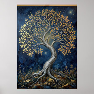 Poster Árvore Dourada da Vida Celestial   Bl