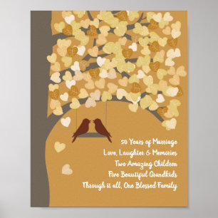 Poster Árvore Dourada de aniversário de casamento persona