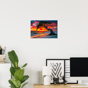 Poster Árvore Dramática do Pôr do Sol em Arte de Parede d