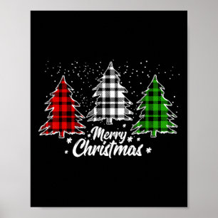 Poster Árvore Feliz de Natal Xmas Buffalo Xadrez Vermelho