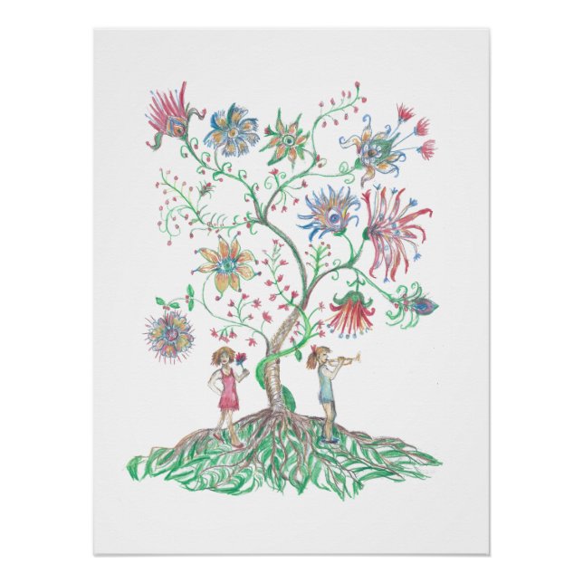 Póster Árvore Floral Caprichosa (Frente)