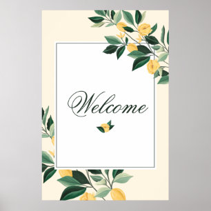 Poster Árvore Floral de Flor de Limão Elegante Bem-Vindo