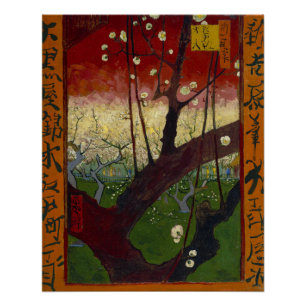 Póster Árvore florescente de ameixa Vincent Van Gogh Glo