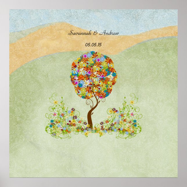 Poster Árvore foliar de papelada florestal entalada (Frente)