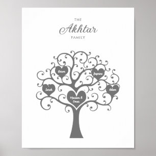 Poster Árvore Genealógica Família Coração de Prata