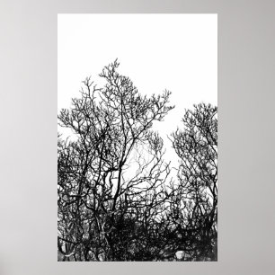 Poster Árvore Moderna em Preto e Branco Artístico