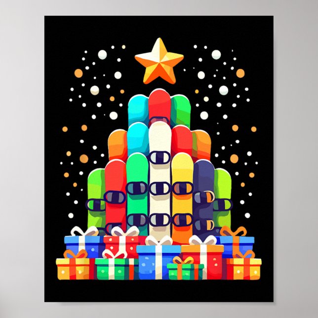 Poster Árvore Natal Snowboard Snowboard Snowboard Snowboa (Frente)