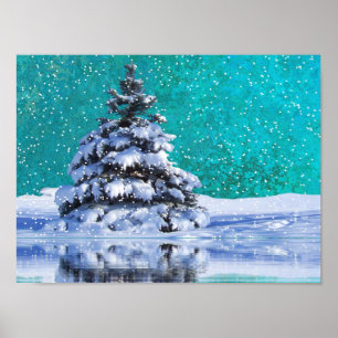 Poster Árvore nevado da agitação