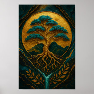 Poster Árvore ouro da Vida Natureza Mística