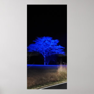 Poster Árvore pintada azul