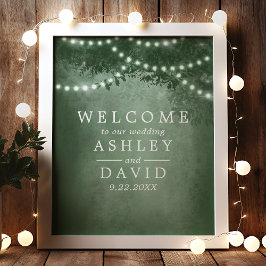 Poster Árvore Rústica com Luzes de Natal para Boas-Vindas