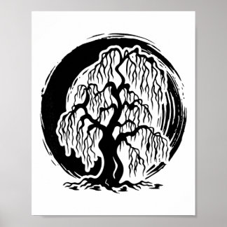 Poster Árvore Salgueiro Chorão Meditação Yoga Buda Budism