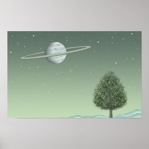 Poster Árvore silenciosa em pé em uma estrela distante.
