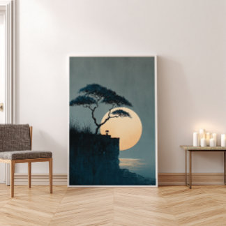 Póster Árvore solitária Cliff Zen Wall Art- Decor minimal