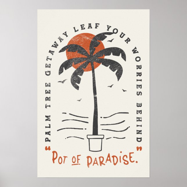 Poster Árvore Tropical Palm Beach Vibes Summer Sun Retro (Frente)