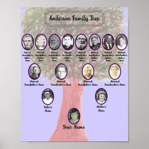 Poster Árvore verde da família de cores aquáticas sem som