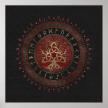 Árvore viva com couro vermelho-preto Triquetra