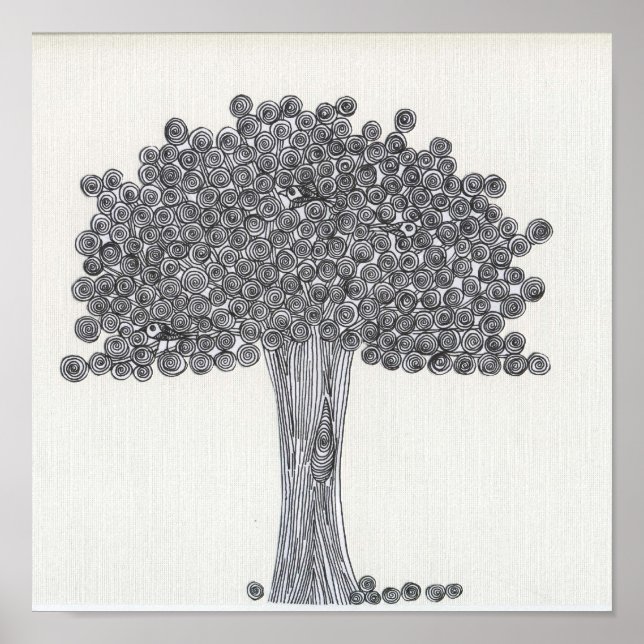 Póster Árvore Whimsical - Vê algum pássaro? (Frente)
