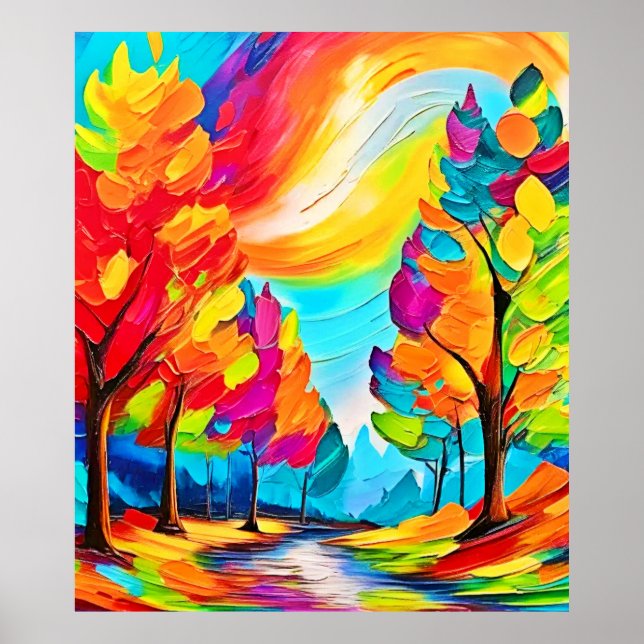 Poster Árvores Arco-Íris: Floresta Válida (Frente)