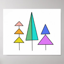Poster árvores arco-íris geométricas digitais simples tri