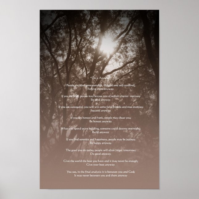 Poster Árvores Brilhantes "Faça de Qualquer Jeito" (Frente)