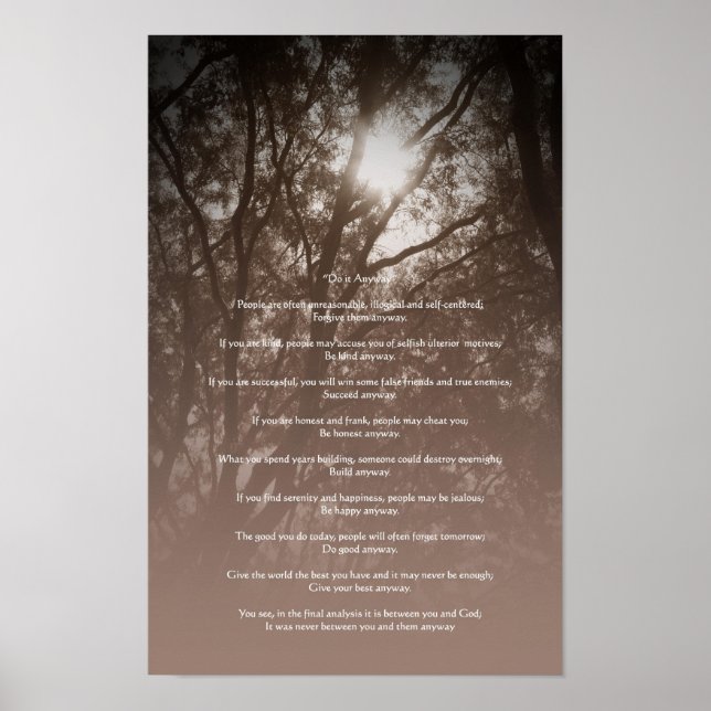 Poster Árvores Brilhantes "Faça de Qualquer Jeito" (Frente)