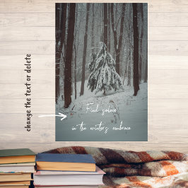 Poster Árvores cobertas de neve na suja floresta de inver
