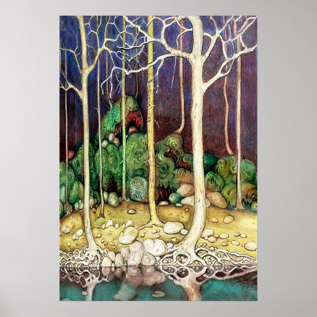 Póster Árvores com Raízes no Lago (Frente)