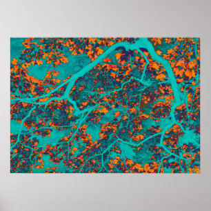 Poster Árvores cor-de-rosa e verde