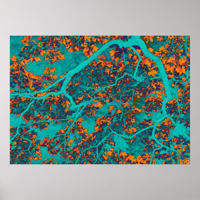 Poster Árvores cor-de-rosa e verde (Frente)