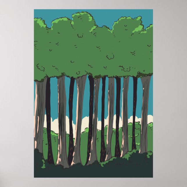 Poster Árvores da floresta japonesa (Frente)