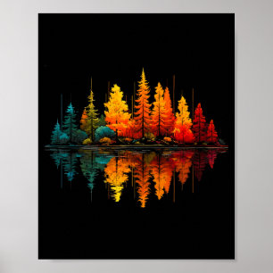 Poster Árvores da floresta reflexo da vida selvagem ao ar