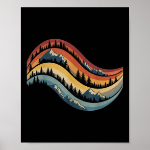 Poster Árvores da Floresta Vintage Caminhada Montanha Ao