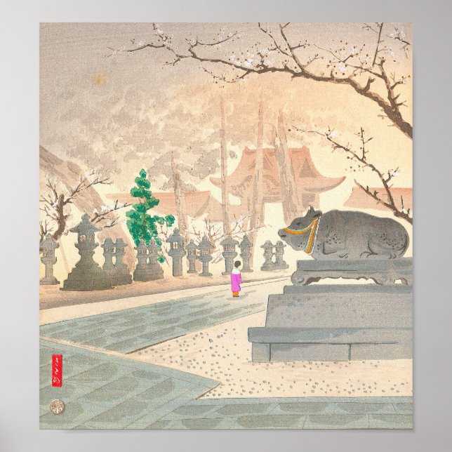 Póster Árvores de ameixa em Kitano Shrine Tokuriki Tomiki (Frente)