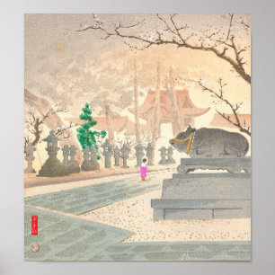 Póster Árvores de ameixa no santuário Tokuriki