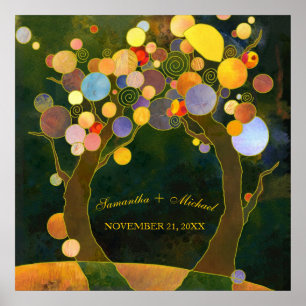 Póster Árvores de amor, símbolo da cerimónia de casame