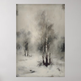 Poster Árvores de Bétula na Neve, Parede de Paisagem Flor