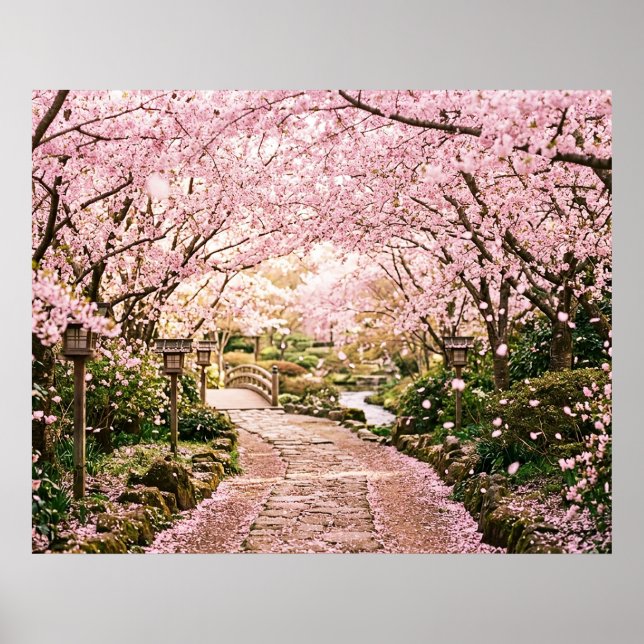 Poster Árvores de Cerejeira em Flor (Frente)