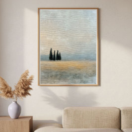 Poster Árvores de Cipreste no Horizonte Arte Abstrata Min