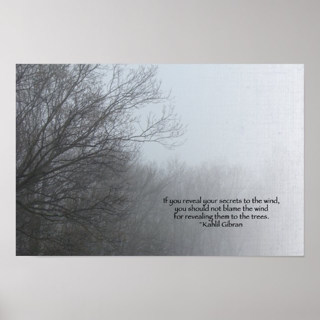 Póster Árvores de Inverno na Névoa - Citação de Khalil Gi (Frente)