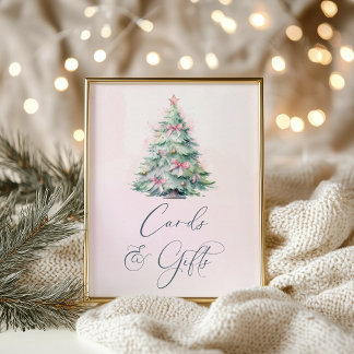 Poster Árvores de natal cor-de-rosa chá de fraldas Cartõe