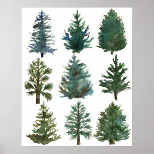 Poster Árvores de Natal Evergreen Decoração de Casa de Fé